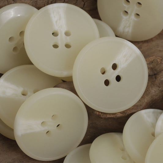 15-28mm Light Yellow Round Four-Hole Resin Flat Button 20pcs Light Yellow