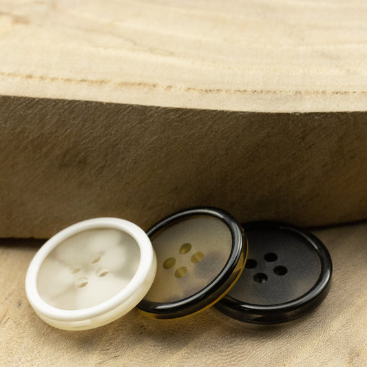 Translucent White and Black Resin Buttons for Sweater Cardigans 30pcs