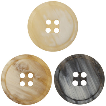 Resin wood-grain button, light beige, four-hole, phoenix groove design