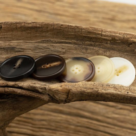 Round Thin-Edged Resin Coat Buttons Imitation Horn Texture 50pcs