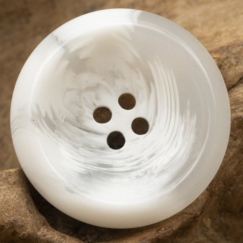 White round 4-hole resin suit button, bowl-shaped