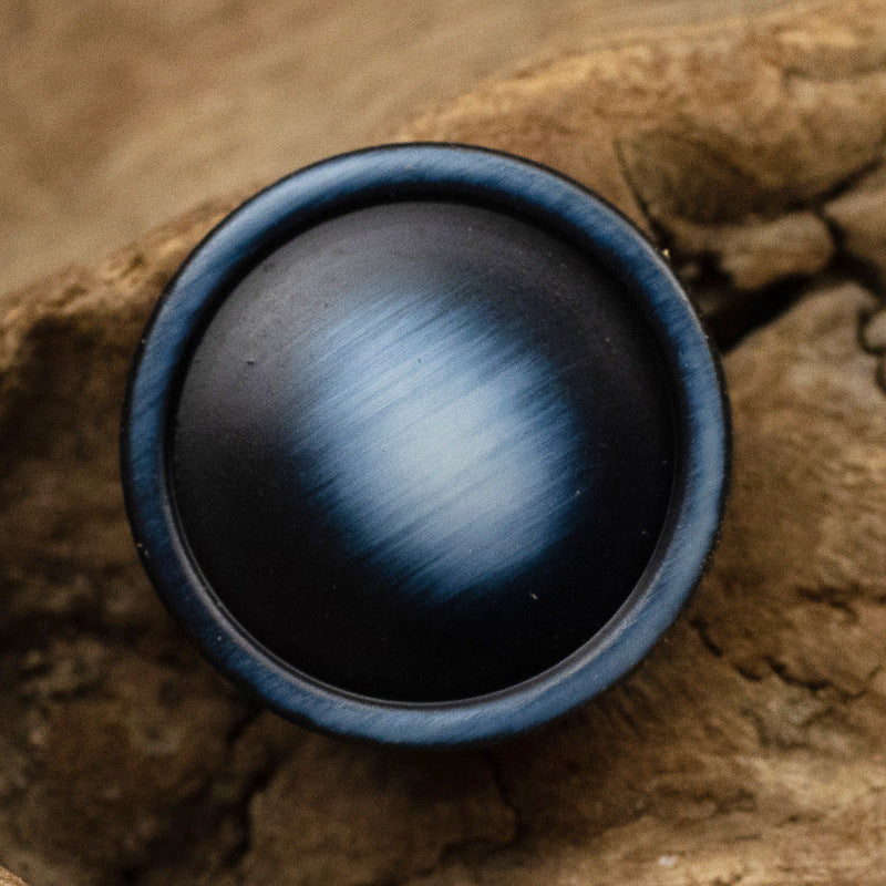 11.5mm resin shirt button with shank, blue oval top with glossy sheen