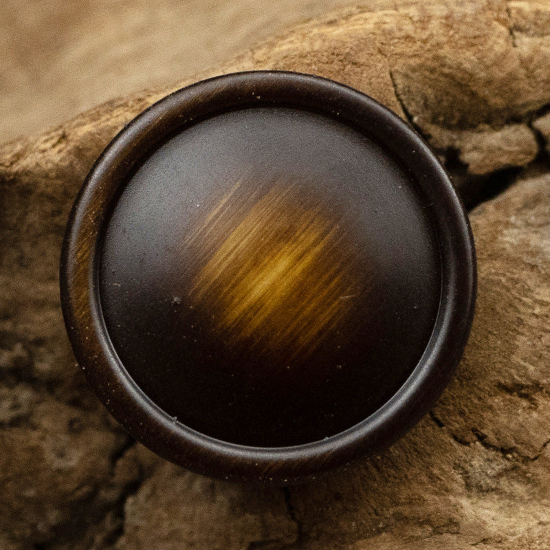 11.5mm resin shirt button with shank, dark brown oval top, glossy finish