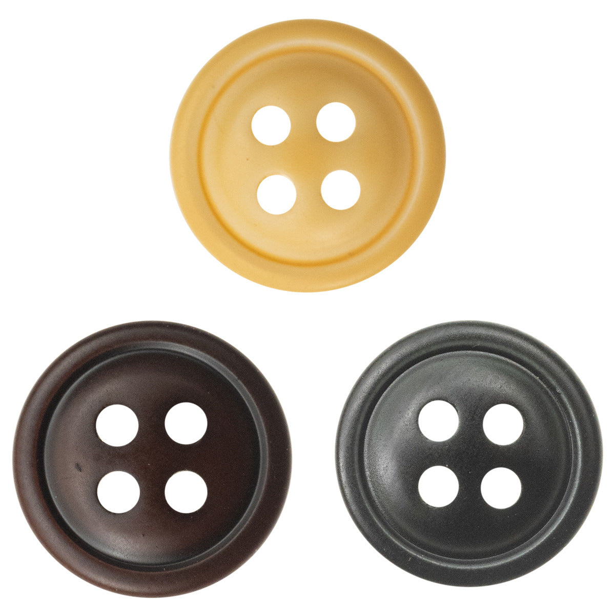 Resin-Knöpfe 4-Loch: orange, weinrot und dunkelgrün, 11,5 mm, flach