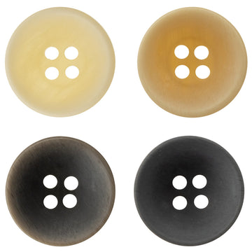 11.5mm matte resin bowl buttons, 4-hole set: light yellow and dark