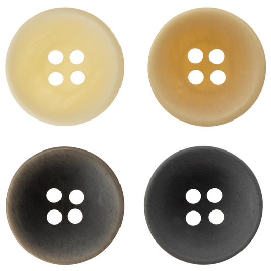 11.5mm Matte Bowl-Shaped Light Yellow Black Resin Buttons 40 Pack