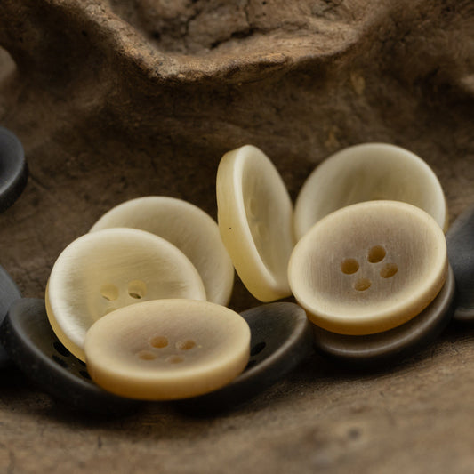 11.5mm Matte Bowl-Shaped Light Yellow Black Resin Buttons 40 Pack