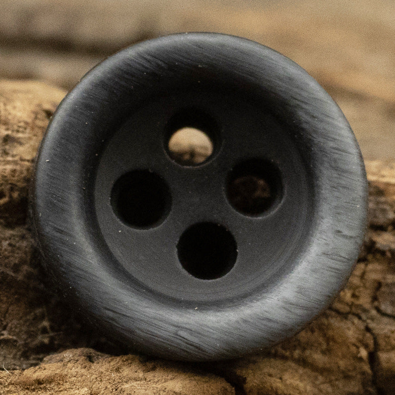 Black wood grain resin button, round 4-hole front