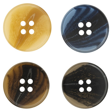 River pattern resin buttons set: khaki, dark blue, and black, round 4-hole buttons