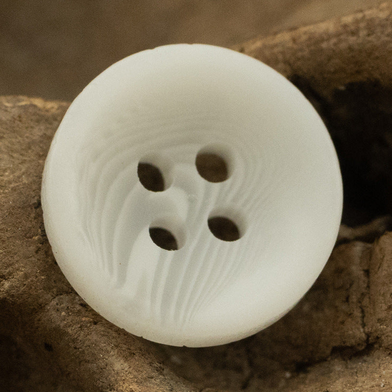 White 4-hole resin bowl button, matte finish