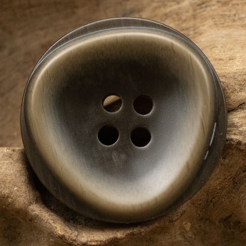 25MM resin button, metallic dark bronze finish with 4 holes
