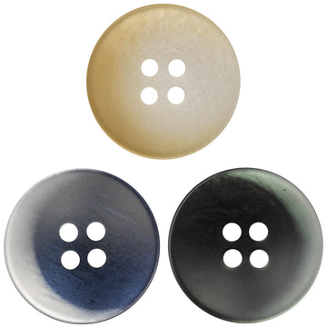 Gold and dark-blue gradient resin buttons with crescent look, 4-hole flat backs
