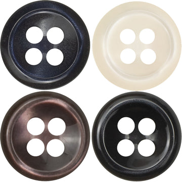 Beveled pearlized resin buttons, floral pattern base set: dark blue, white, wine, black