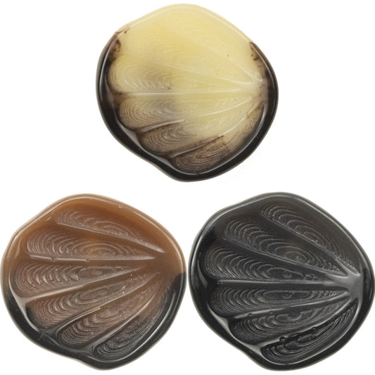 21-34mm Fan-Shaped Resin Shank Buttons with Feather Texture 10pcs