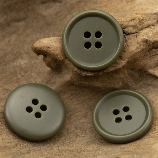 Round 4 Hole Matte Army Green Military Resin Buttons,20pcs