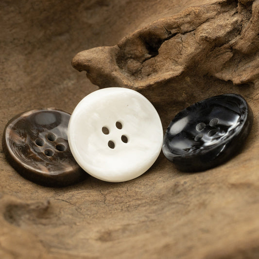 25mm Curved Four-Hole Imitation Shell Black Brown White Resin Buttons 10pcs