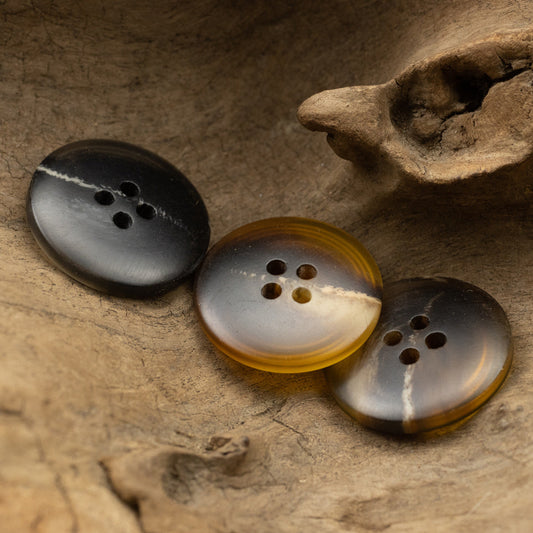 Matte Thin Black and White Striped Resin Buttons for Jackets 30 Pack