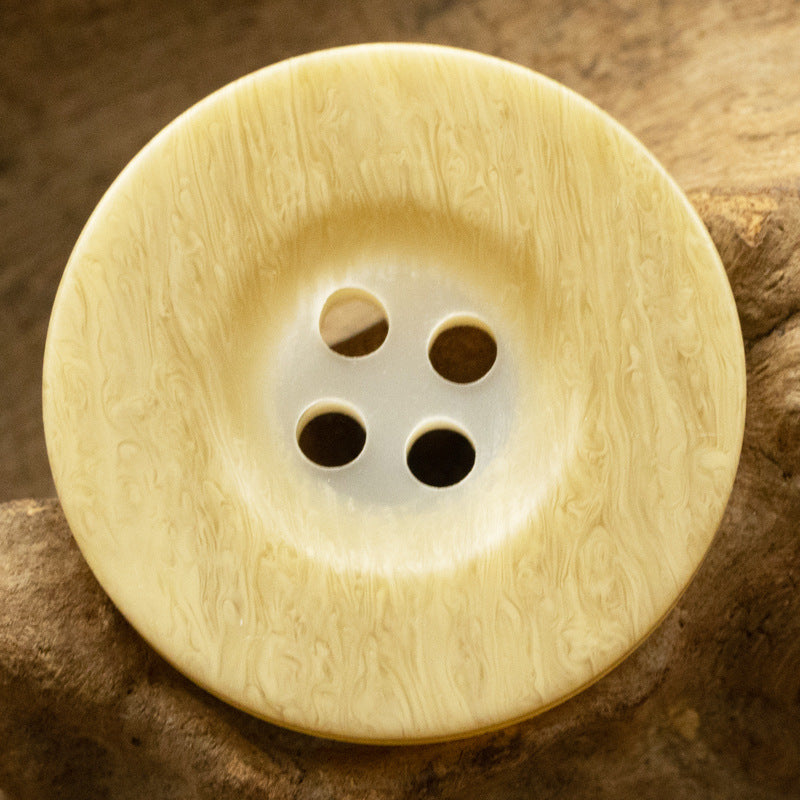 Light yellow marble-pattern resin button, 4-hole round (20 pcs)