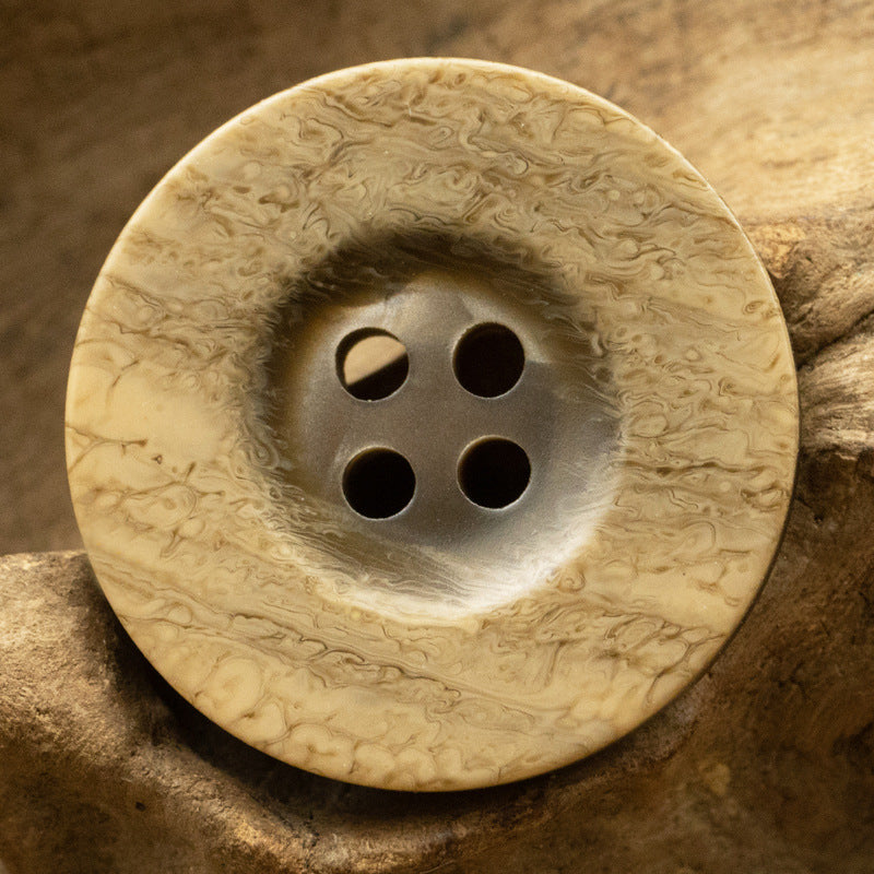 Coffee marble-pattern resin button, 4-hole round (20 pcs)