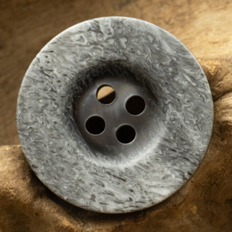Gray marble-pattern resin button, 4-hole round (20 pcs)