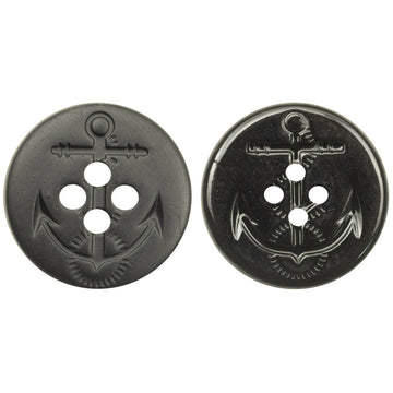 Black anchor resin buttons (matte & glossy), round 4-hole
