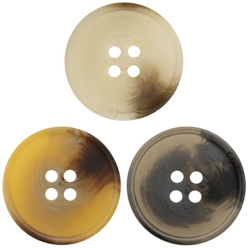 Matte resin 4-hole buttons, round: beige, yellow, deep gray (30 pcs)