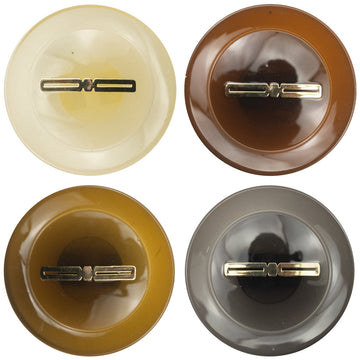 Translucent resin button, light yellow, gold-foil bar center design