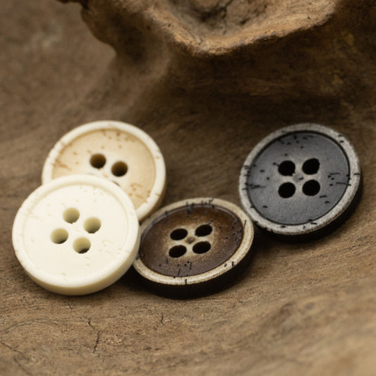 Imitation Bone Grain Distressed Resin Buttons for Denim Shirts 40 Pack