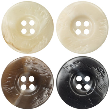 Thick resin buttons, irregular curved style, beige/cream, 4-hole, set of 10
