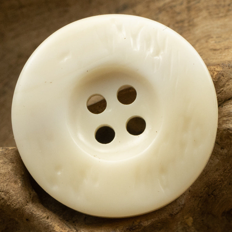 Cream-white resin button, thickened irregular curved style, 4-hole, smooth surface
