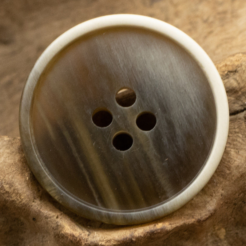 4-hole wood grain gradient resin button, gray-brown