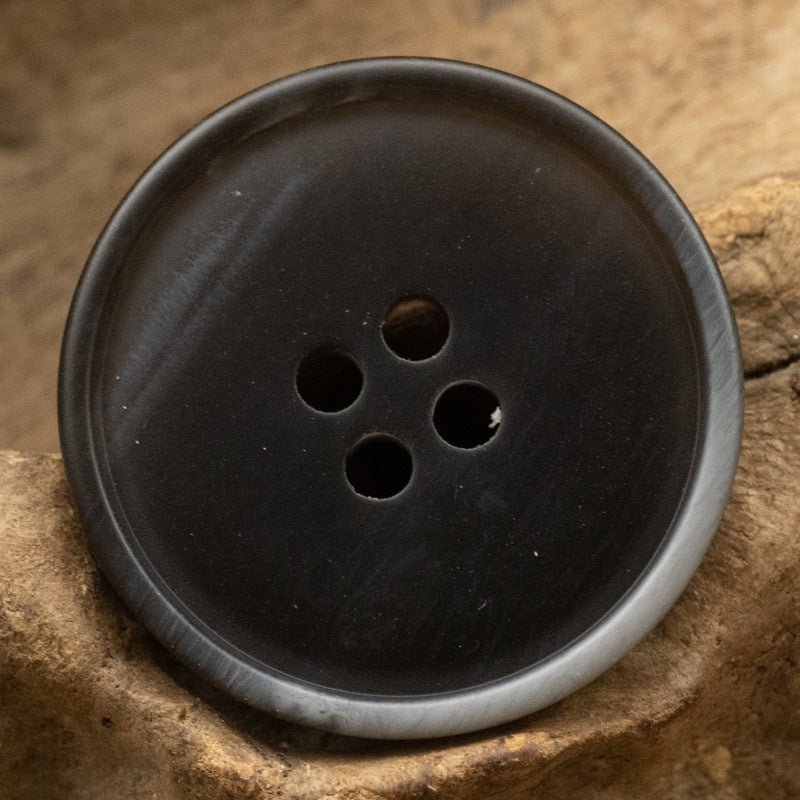 4-hole wood grain gradient resin button, black