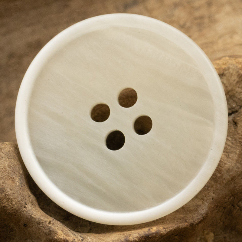 4-hole wood grain gradient resin button, white