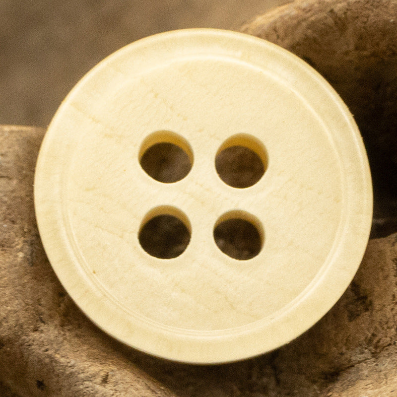 Khaki 11.5mm resin button with 4 holes and subtle printed texture