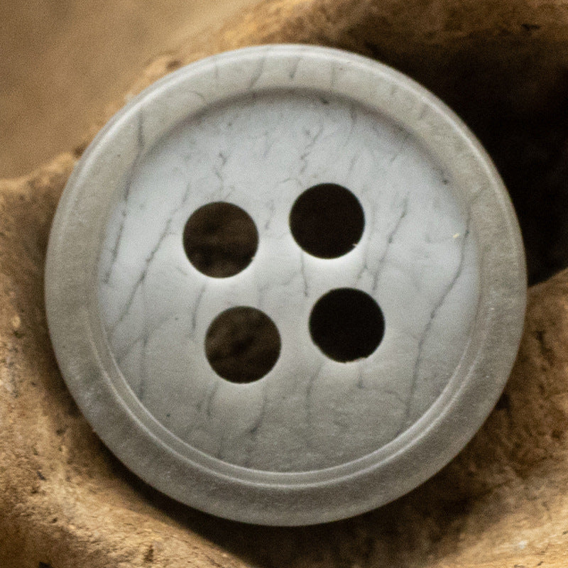 Deep gray 11.5mm resin button with 4 holes and stone-like printed texture