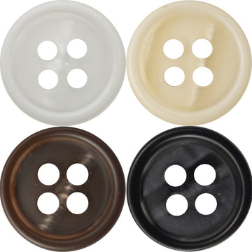 11.5mm runde Resin-Knöpfe, 4-Loch, hellgrau/creme/braun/schwarz – 40er Pack