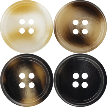 Four-hole resin buttons, assorted brown shades and black (set of 4 shown)