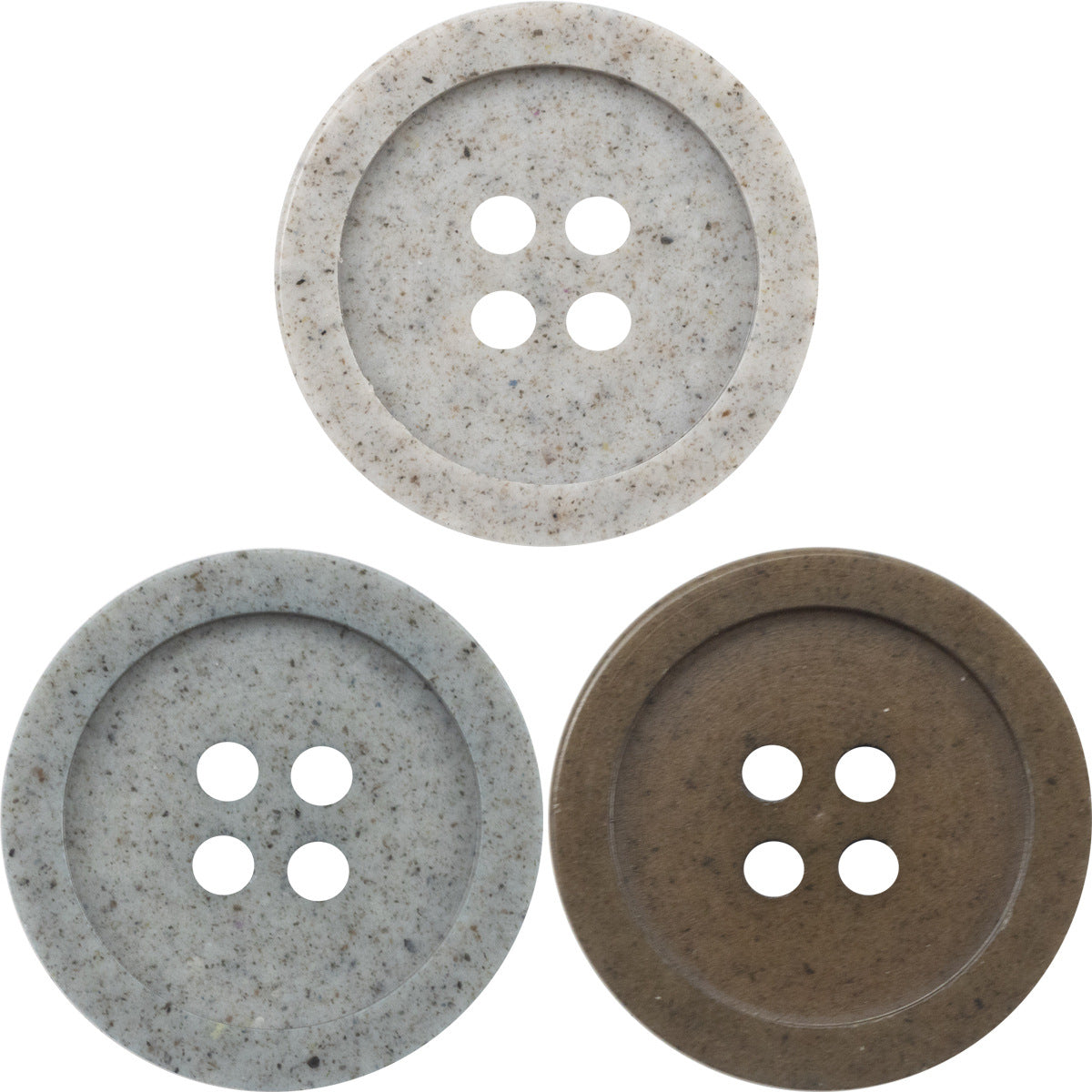 15–25mm distressed cement gray resin buttons, wide edge, 4 holes (30pcs)