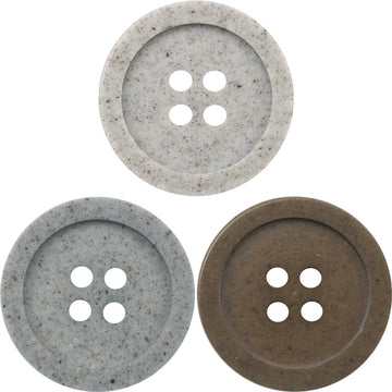 15–25mm distressed cement gray resin buttons, wide edge, 4 holes (30pcs)