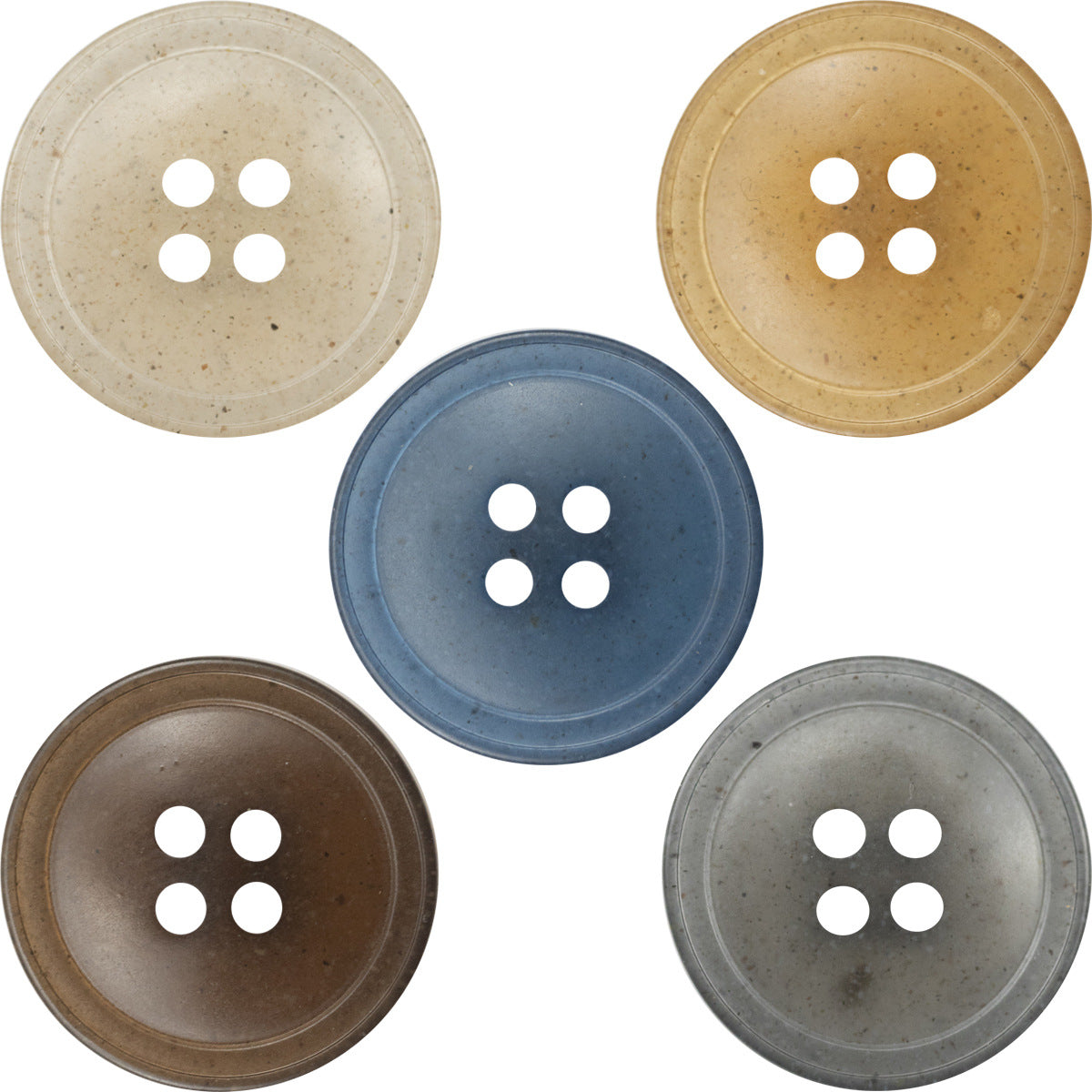 Transluzente Vierloch-Resin-Knöpfe: Weiß, Khaki, Blau, Braun, Grau