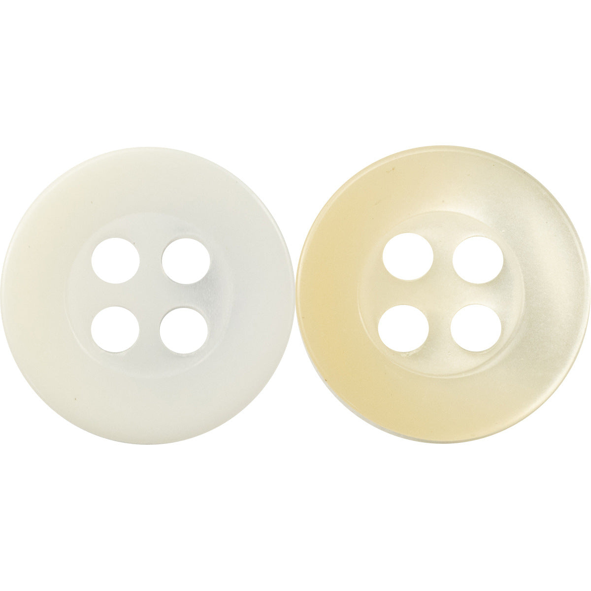 11.5mm resin buttons, white to light yellow, 4-hole front view pair
