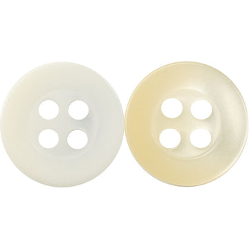11.5mm resin buttons, white to light yellow, 4-hole front view pair
