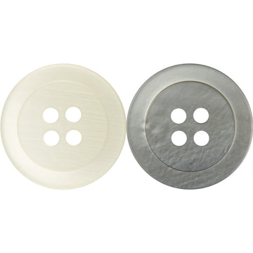Round 4-hole resin buttons, gray and white pair