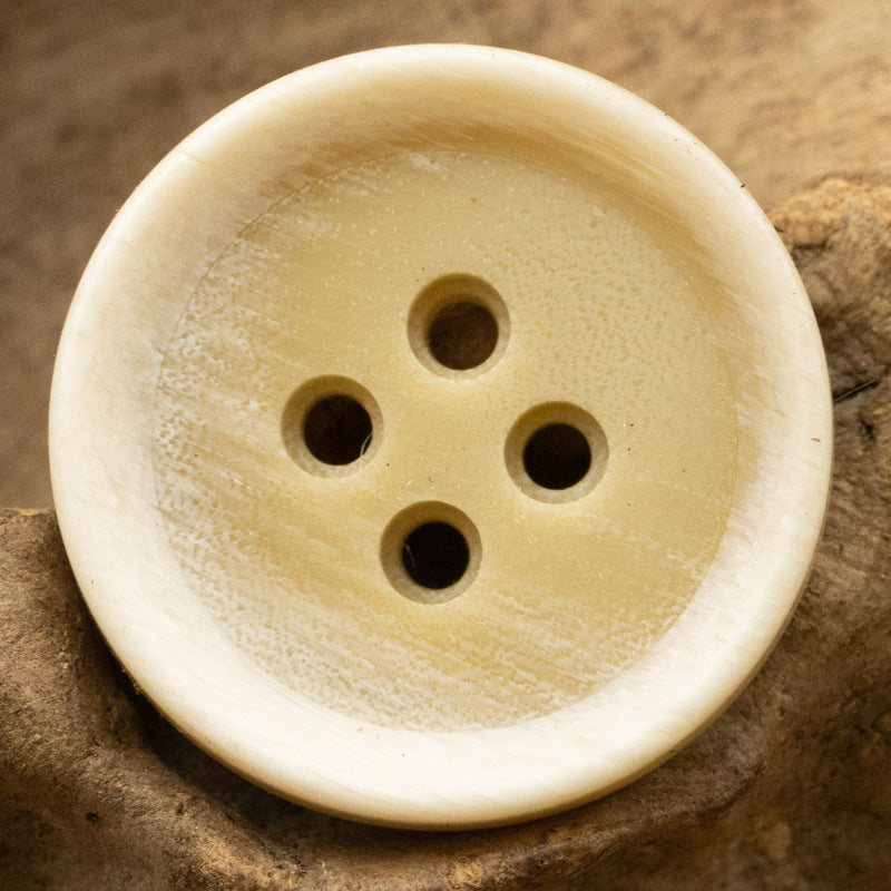 Light cream 4-hole resin sewing button, gradient frosted surface