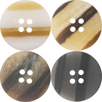 Round resin buttons, wood-grain look, 4-hole set in light, tan, gray, dark colors