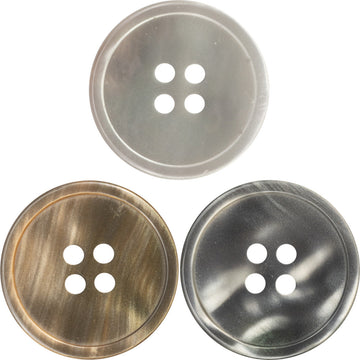 Resin 4-hole buttons set in white, coffee, and gray tones