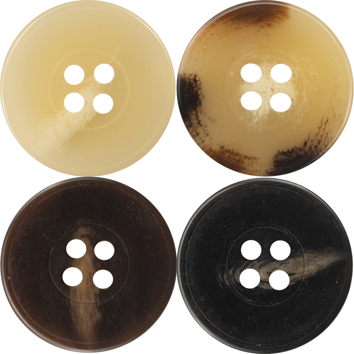 Resin buttons set: yellow, brown, dark coffee, black, 4-hole style