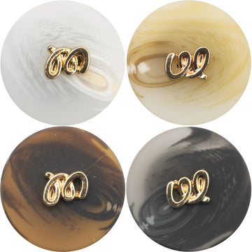 Set of resin blazer buttons, light yellow with gold-tone metal shank and 2-hole design