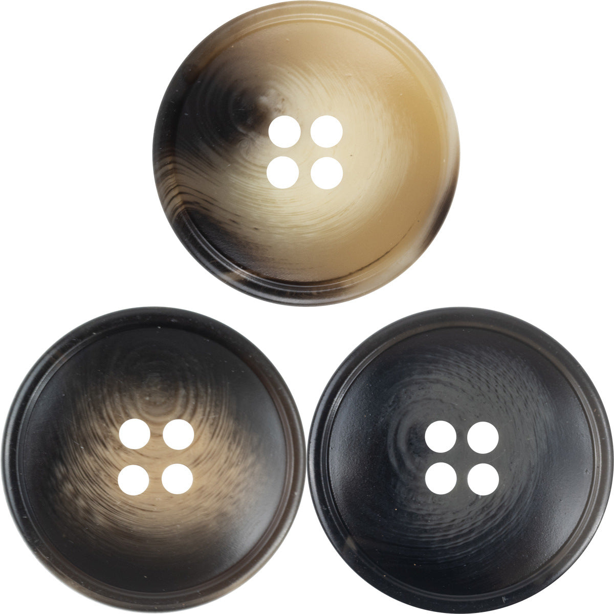 Resin buttons, 4-hole design, khaki-brown and dark brown color options