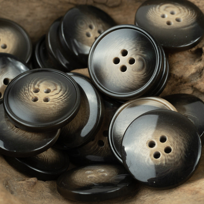 Set of 4-hole resin buttons in dark brown and black shades